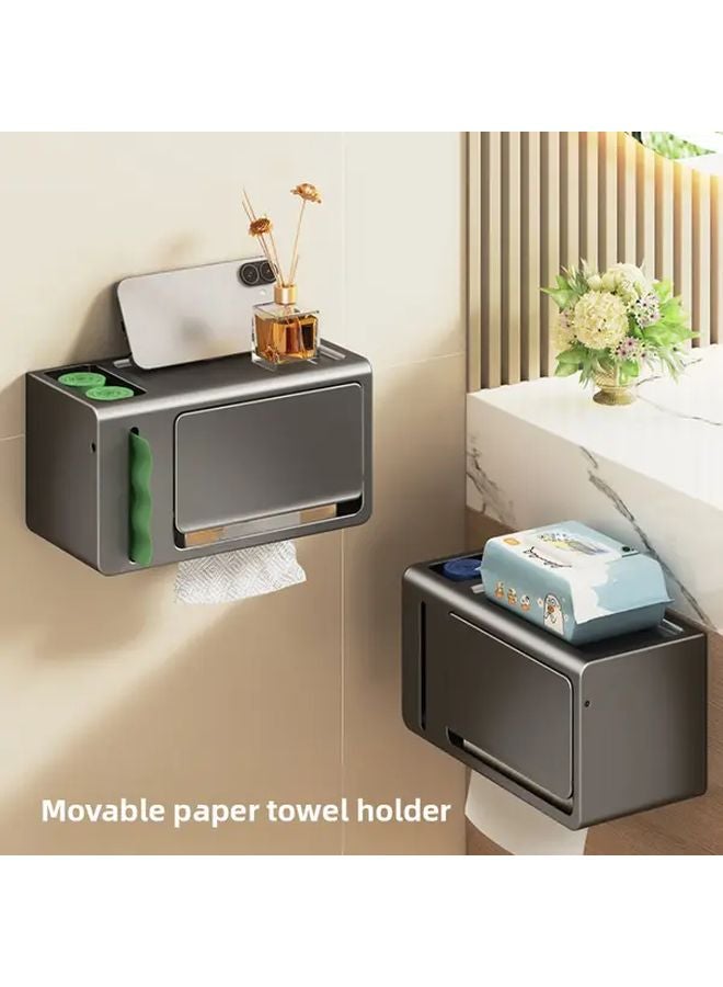 Gun Grey Wall Mounted Non Perforating Suction Cup Tissue Box Holder Modern Bathroom Storage - Image 5